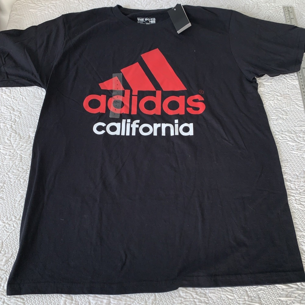 Adidas California Graphic T-shirt The Go To Tee Men's L Black Short Sleeve New
